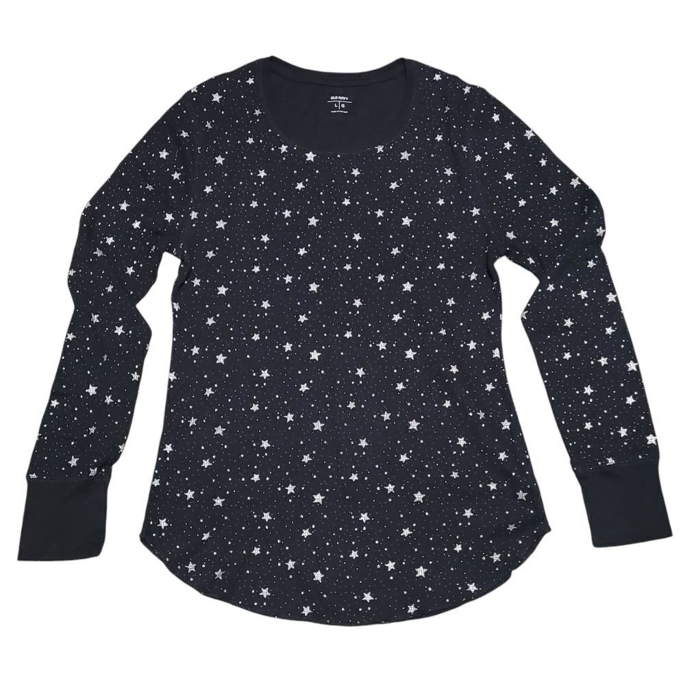 Black and silver long sleeve waffle